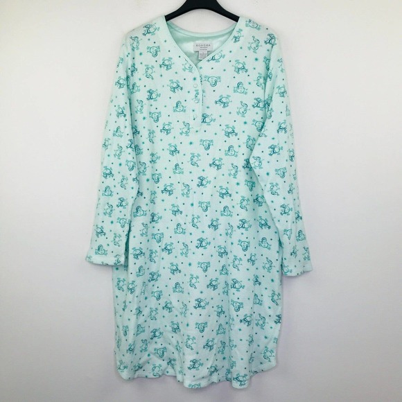 Sonoma Other - Sonoma Women's 1X Night Gown Blue Winter Snowman Thermal Sleep Dress AY26